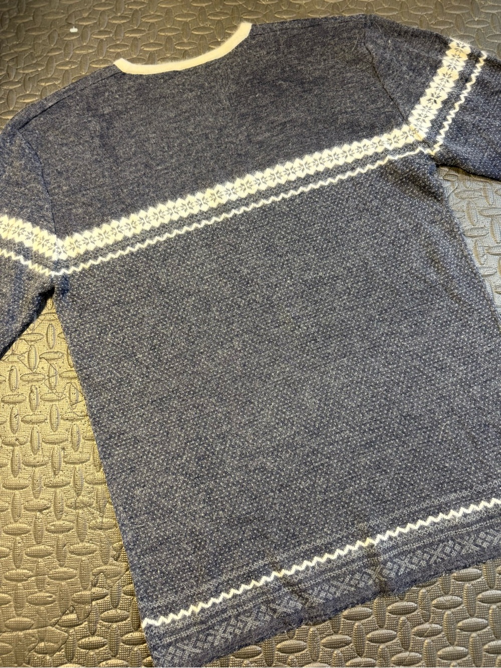 Vintage 80s Partners Nordic Angora Wool Sweater Navy Ivory Size L - Picture 8 of 8